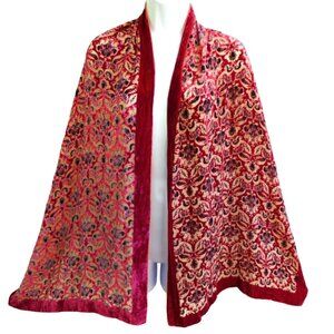 VeLVeT SiLK Vintage Burnout Scarf MFA Boston Red Purple Damask Floral Luxurious
